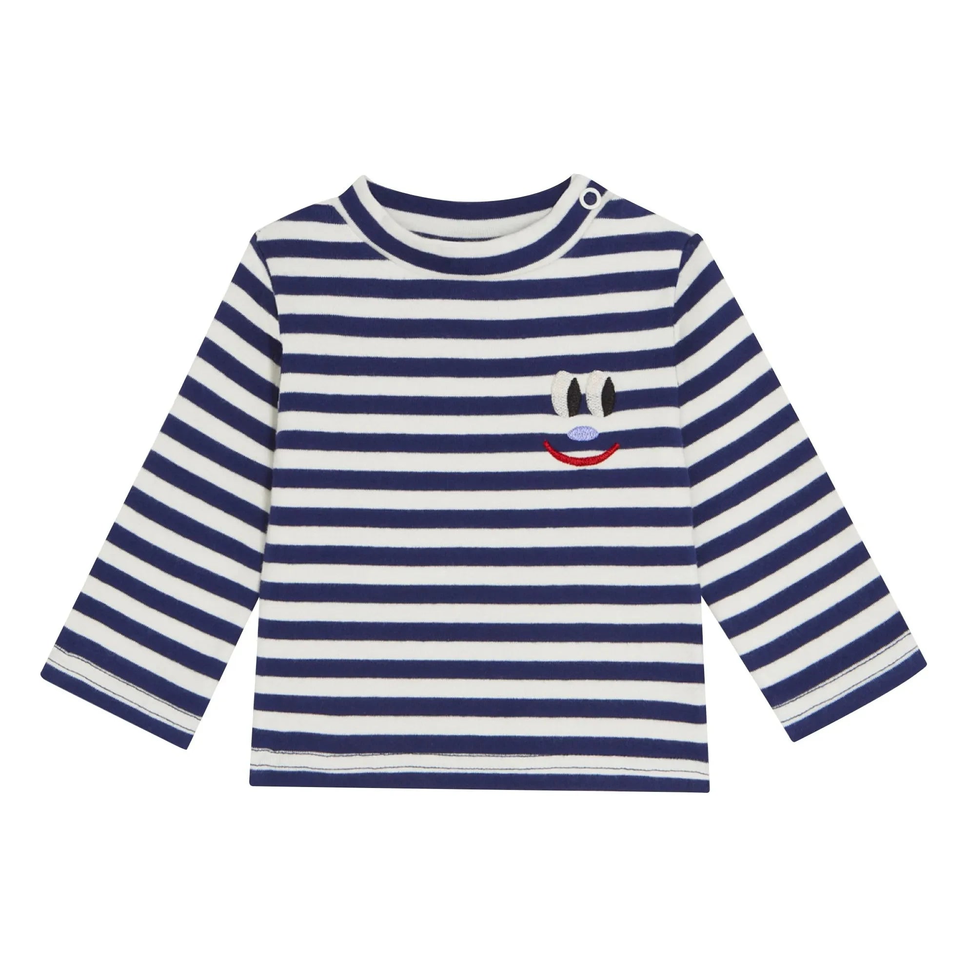 The Campamento - Camiseta de rayas con cara sonriente | Azul