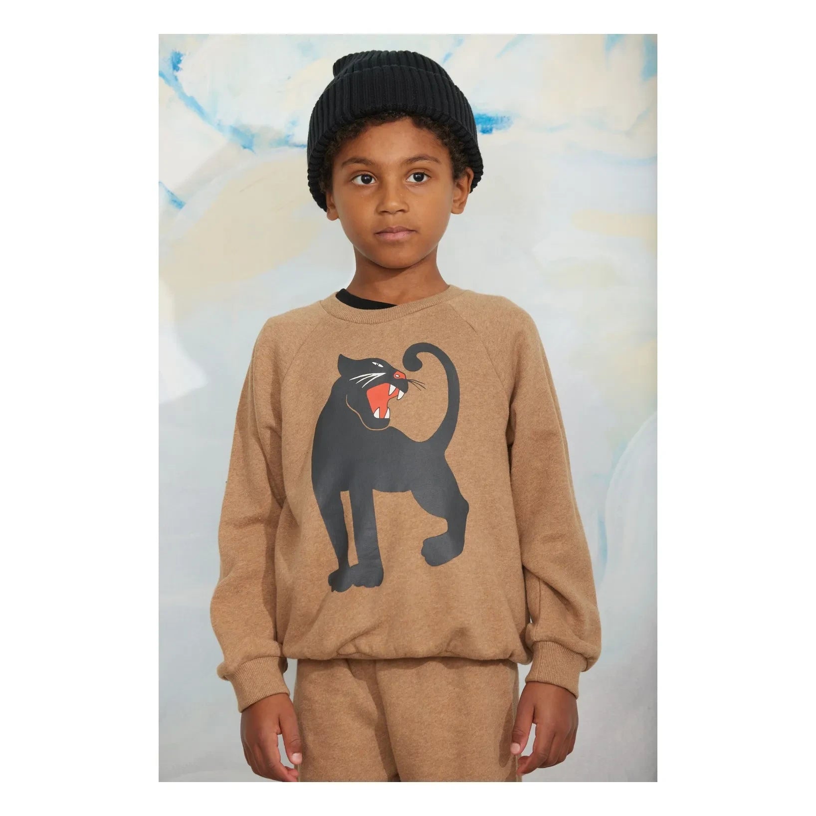 Mini Rodini - Panther sudadera de algodón orgánico | Marrón