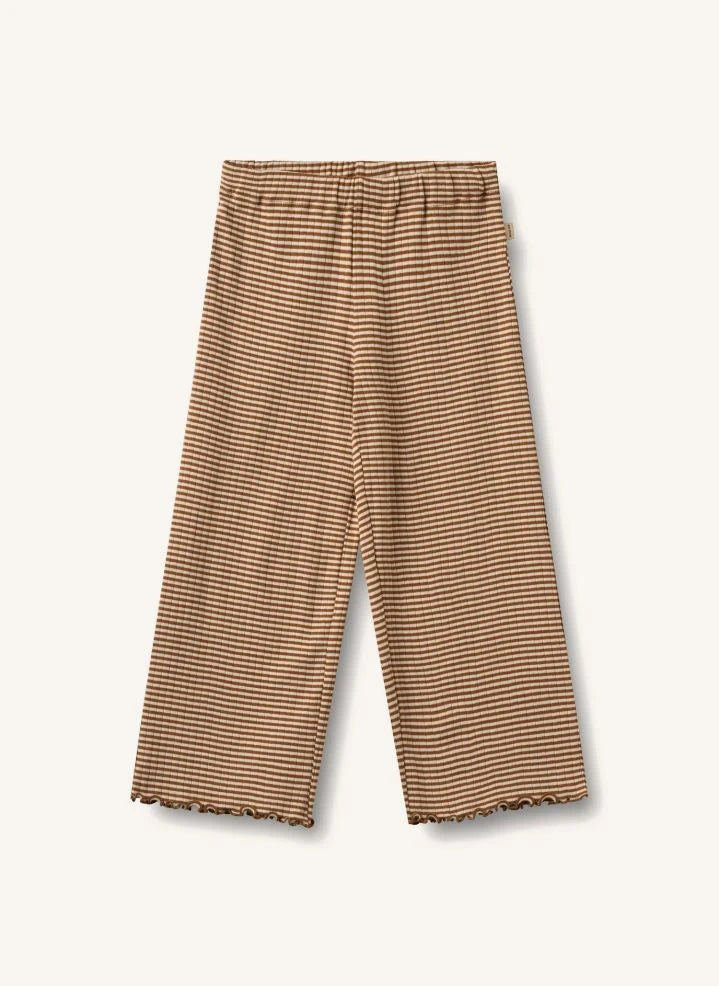 Wheat - Pantalón de algodón orgánico a rayas color avellana | Arena