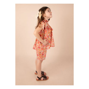 Loir - Blusa Castilla Flores de Algodón Orgánico | Coral