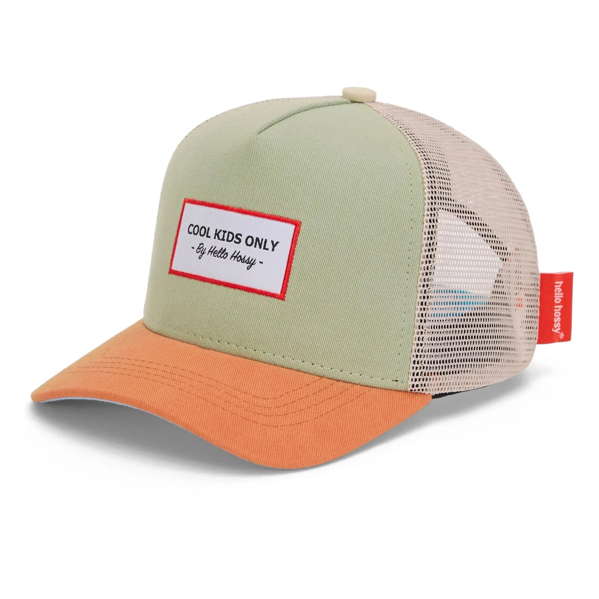 Hello Hossy - Gorra con visera curvada de algodón orgánico Mini Trucker | Verde claro