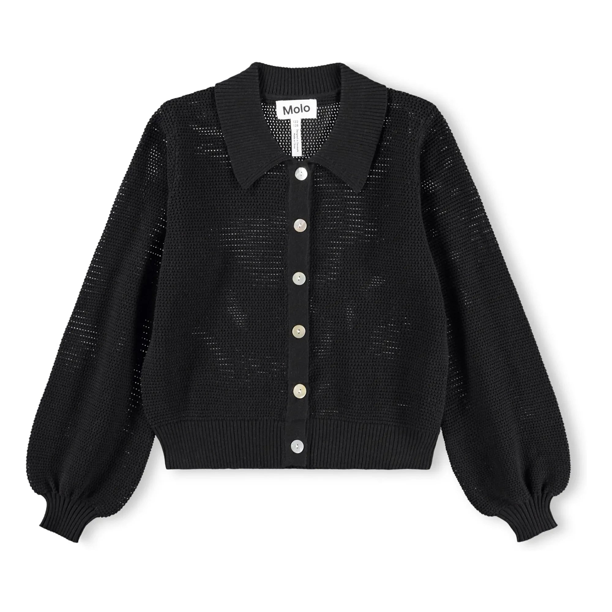 Molo - Chaqueta de punto de algodón orgánico con cuello polo | Negro