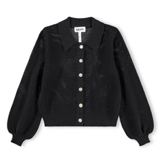 Molo - Chaqueta de punto de algodón orgánico con cuello polo | Negro