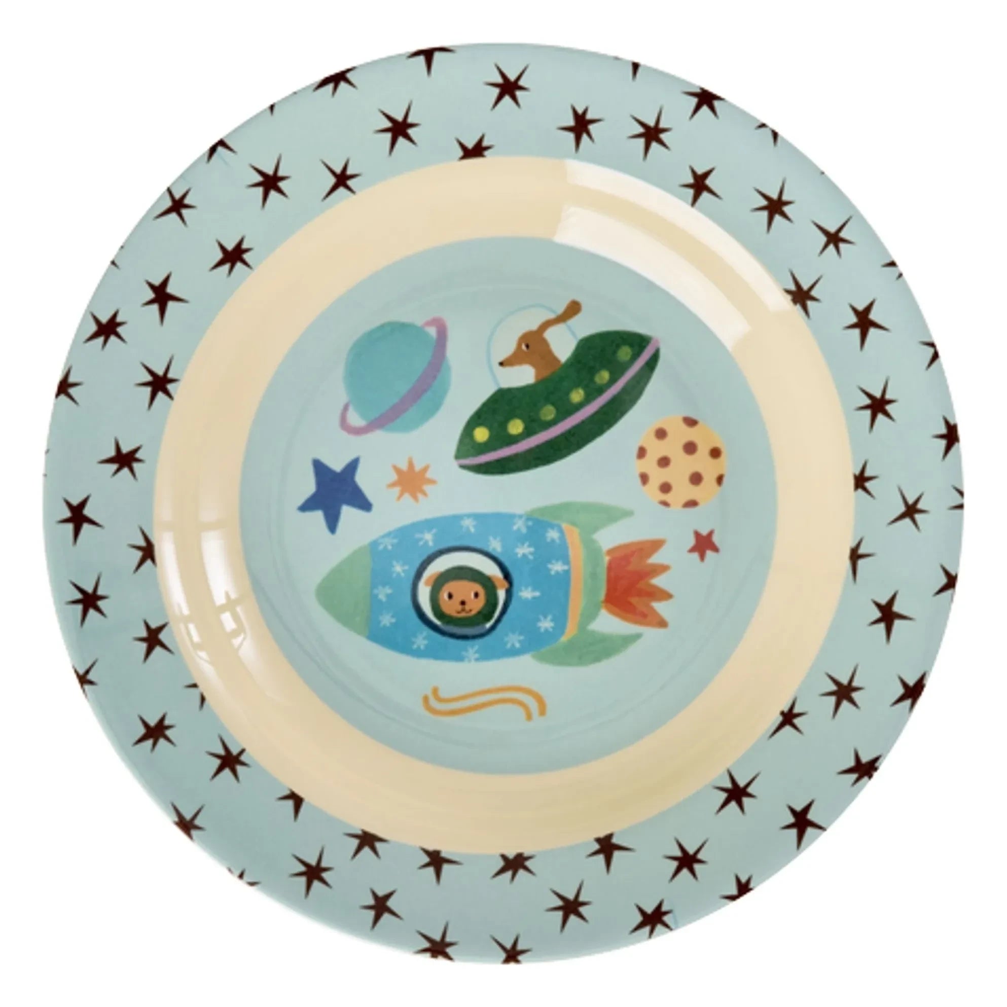 Rice - Plato de sopa de melamina Chiens de l'Espace | Azul