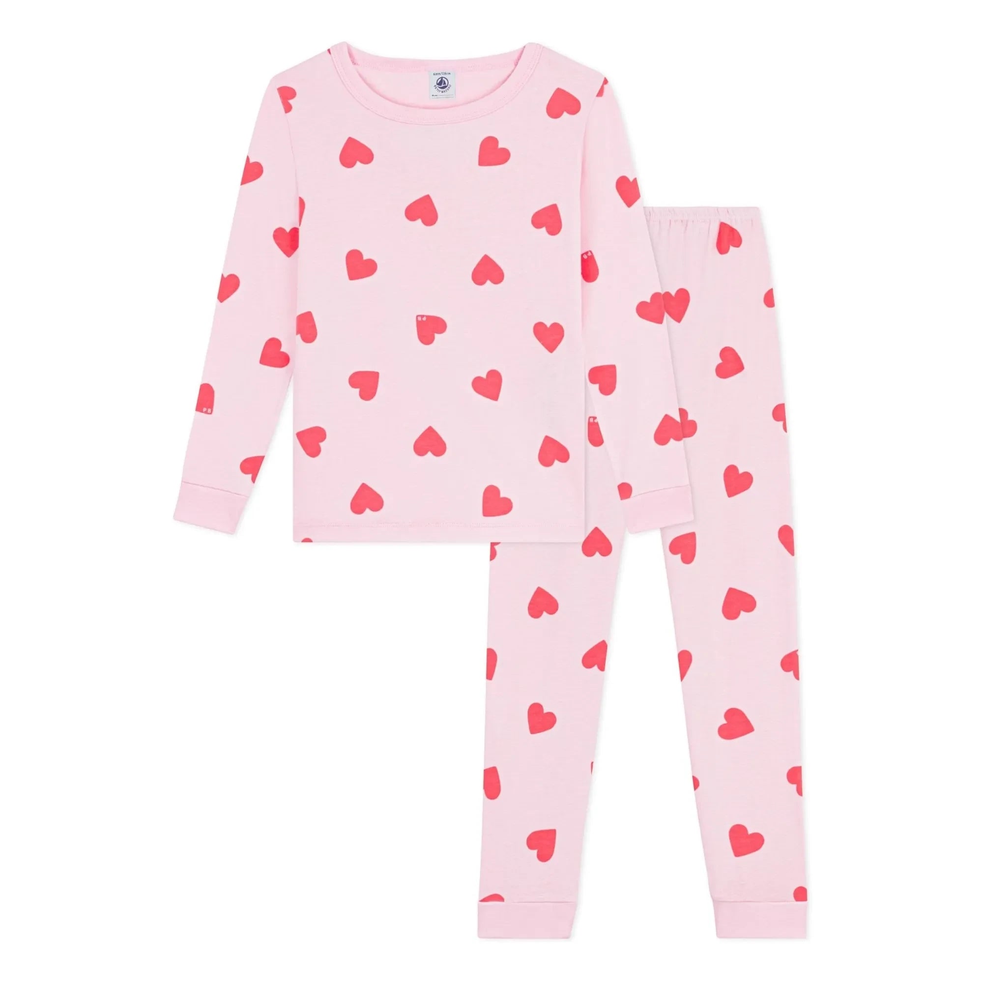 Petit Bateau - Pijama con Corazones y Detalles de Sastrería | Rosa