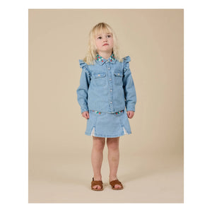 Goldie + Ace - Falda chambray con fresas | Azul