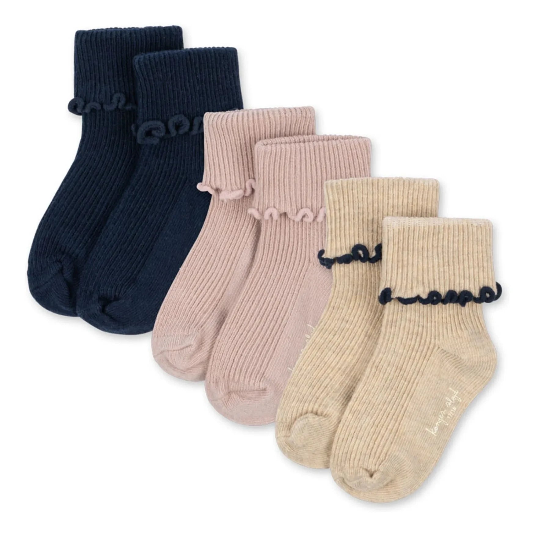 Konges Sløjd - Set de 3 Calcetines Volantes Acanalados | Beige