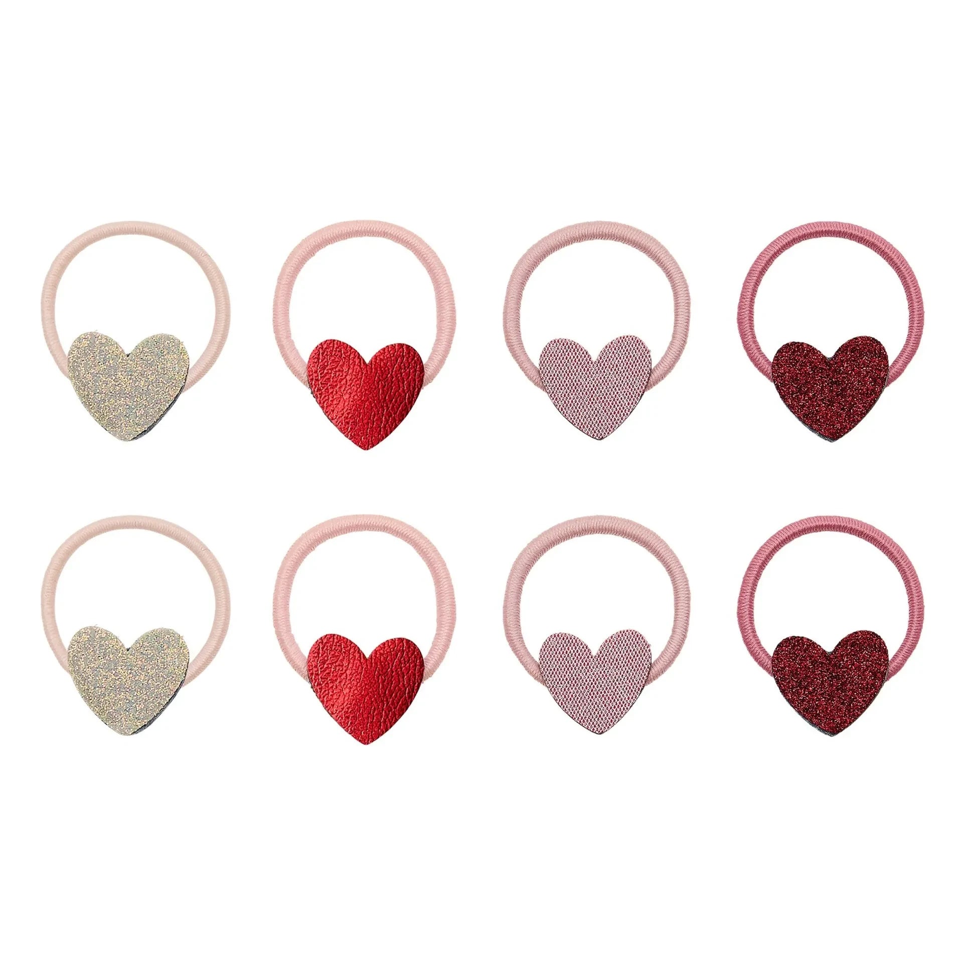 Mimi & Lula - Set de 8 Mini Scrunchies Corazón | Rosa