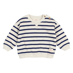 Búho - Sudadera de algodón orgánico a rayas de marinero | Azul marino