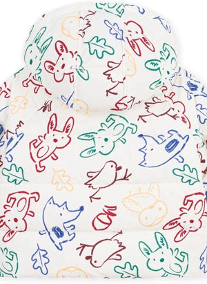Petit Bateau - Ecru Abrigo de plumón con estampado de animalitos para bebé