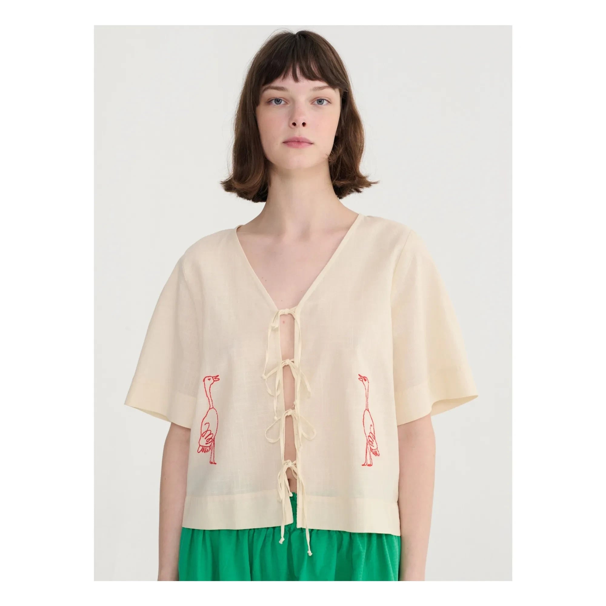 Bobo Choses - Blusa bordada de algodón orgánico | Crema