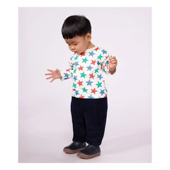 Petit Bateau - Pantalones de felpa de algodón orgánico | Azul noche