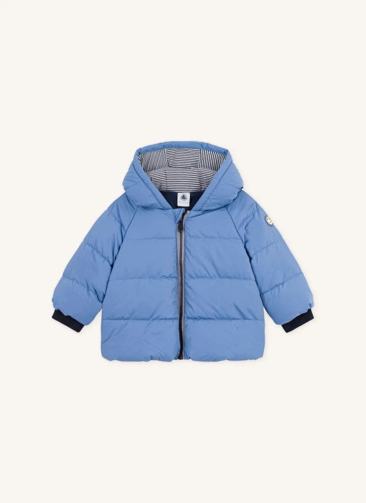 Petit Bateau - Abrigo de plumón liso para bebé | Azul