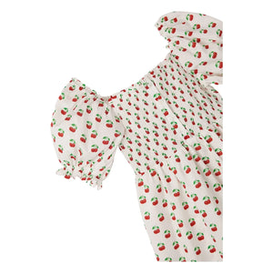 Fabula - Vestido de manga abullonada de cereza | Blanco