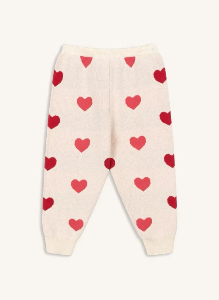 Konges Sløjd - Lapis Hearts Jogger de punto de algodón orgánico | Ecru