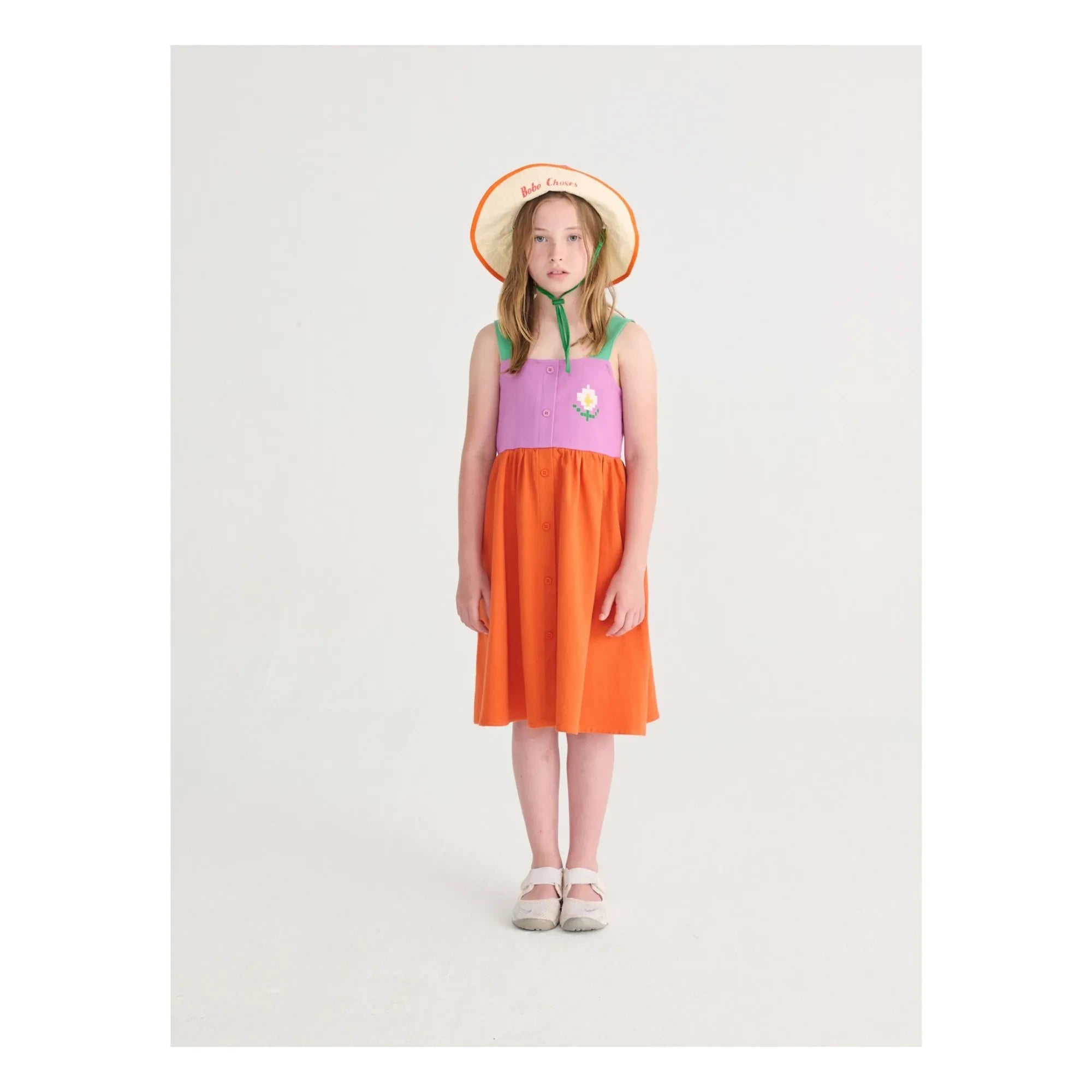 Bobo Choses - Vestido de algodón orgánico color block | Naranja