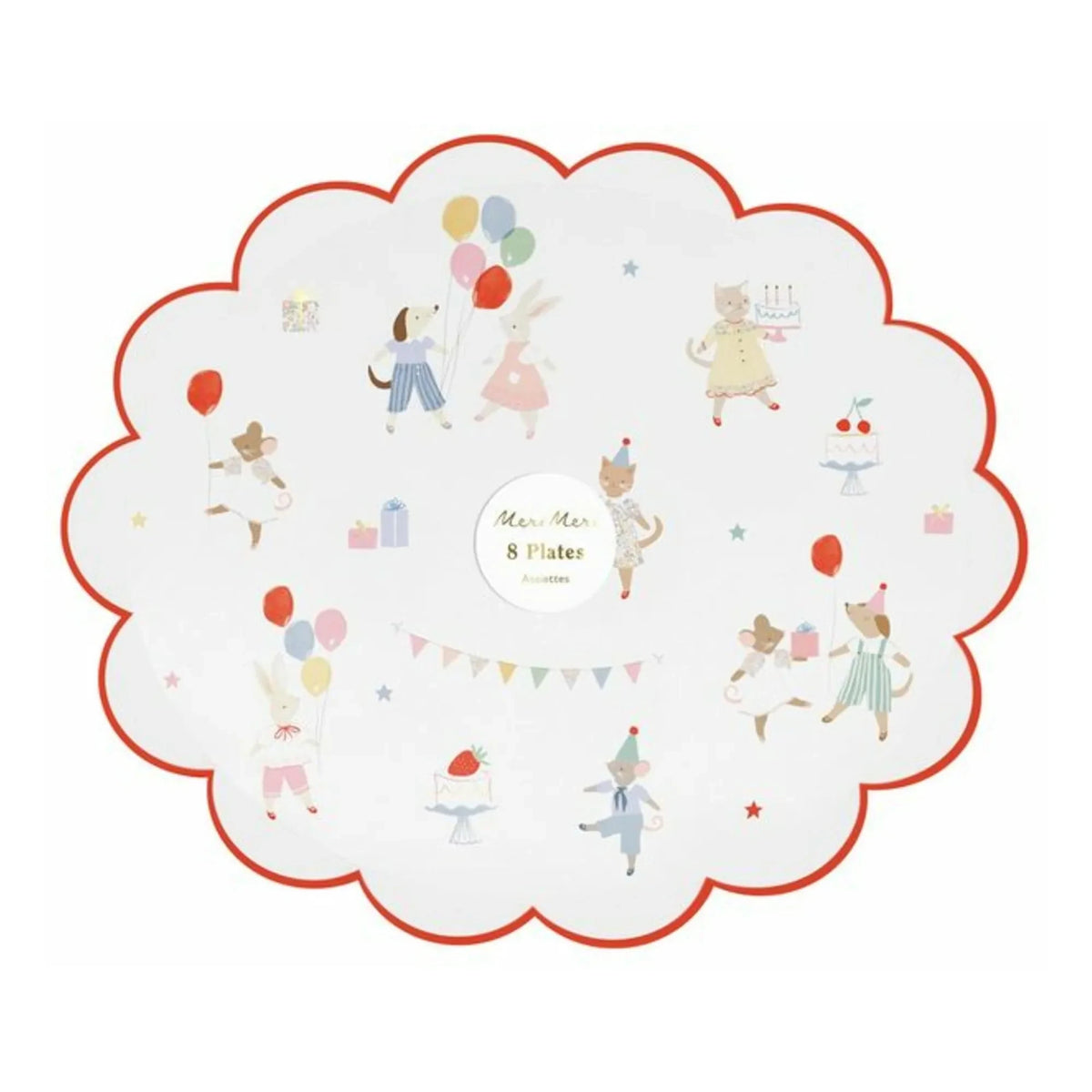 Meri Meri - Platos de cumpleaños de Amigos Animales - Set de 8
