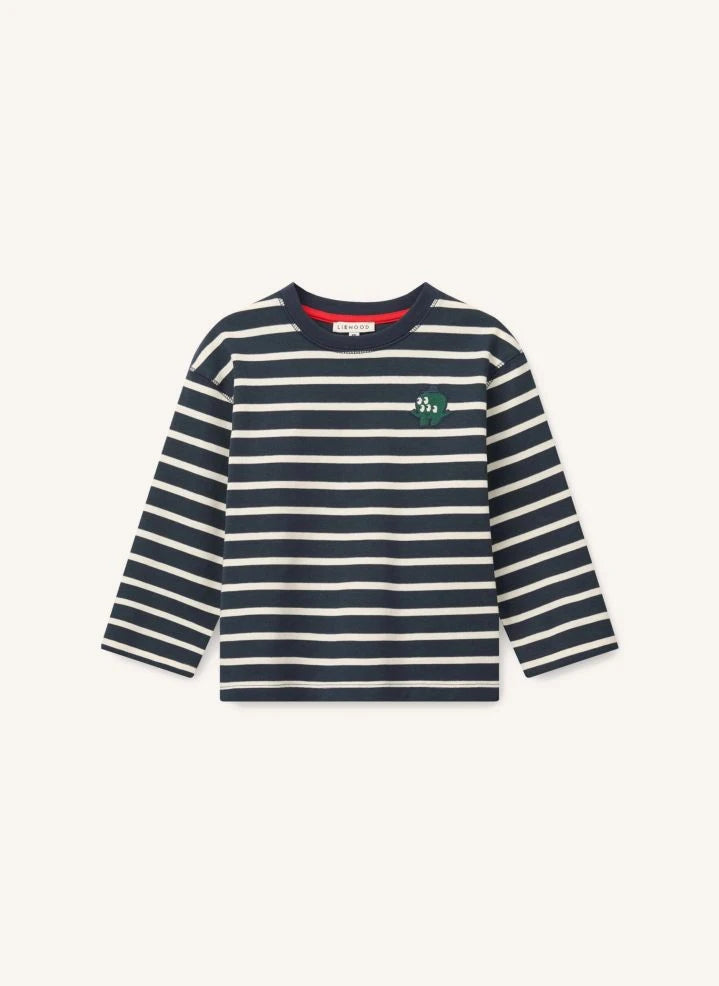 Liewood - Tyler Camiseta de Algodón Orgánico a Rayas | Azul Marino
