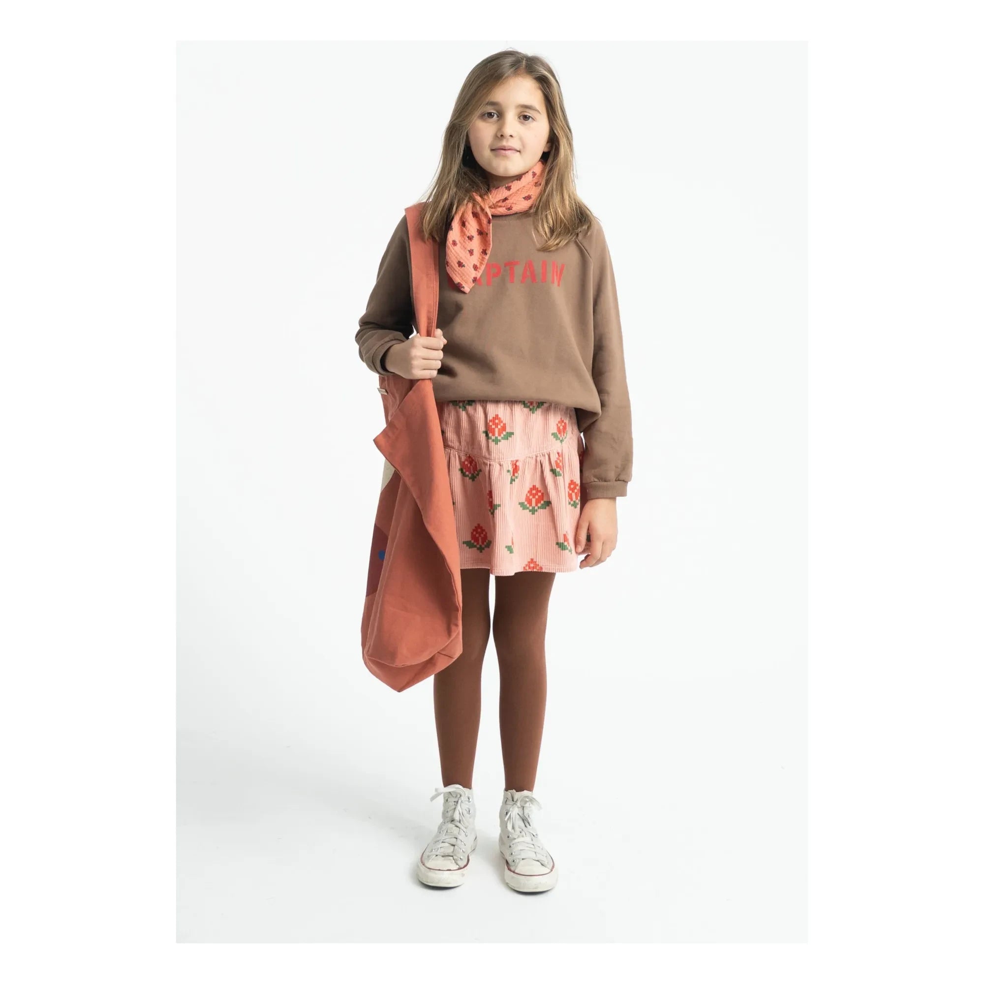 Piupiuchick - Falda de Terciopelo con Estampado Floral de Algodón Orgánico | Rosa