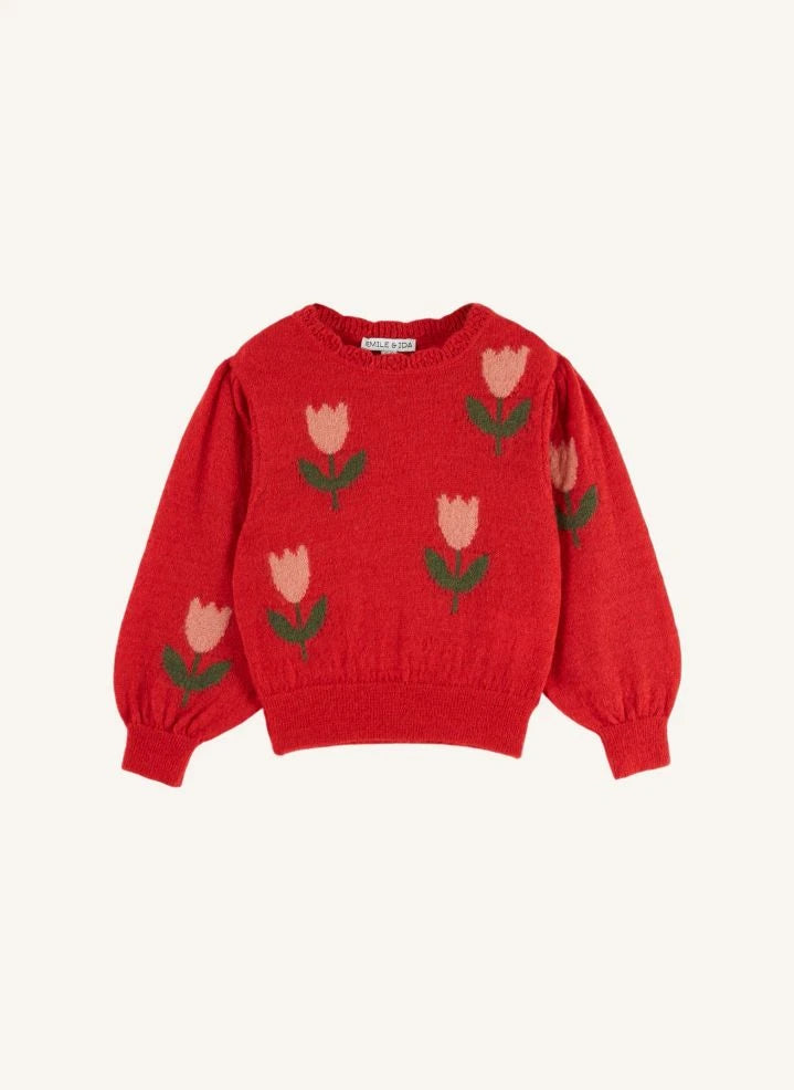Emile et Ida - Jersey de mohair con tulipanes | Rojo