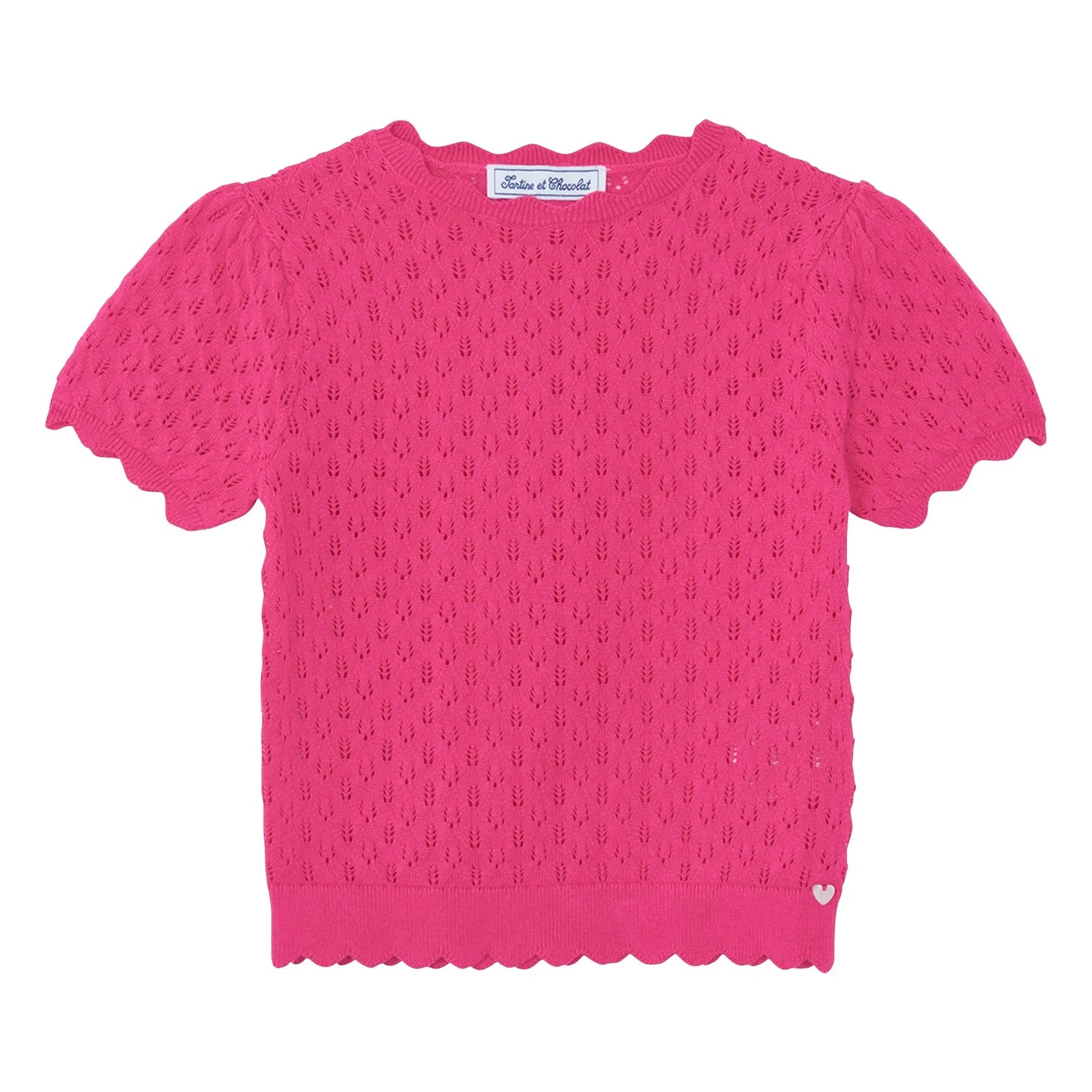 Tartine et Chocolat - Camiseta de punto festoneada | Rosa