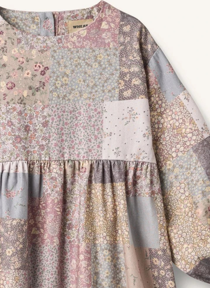 Wheat - Vestido de algodón orgánico con parche Herdis | Rosa polvo