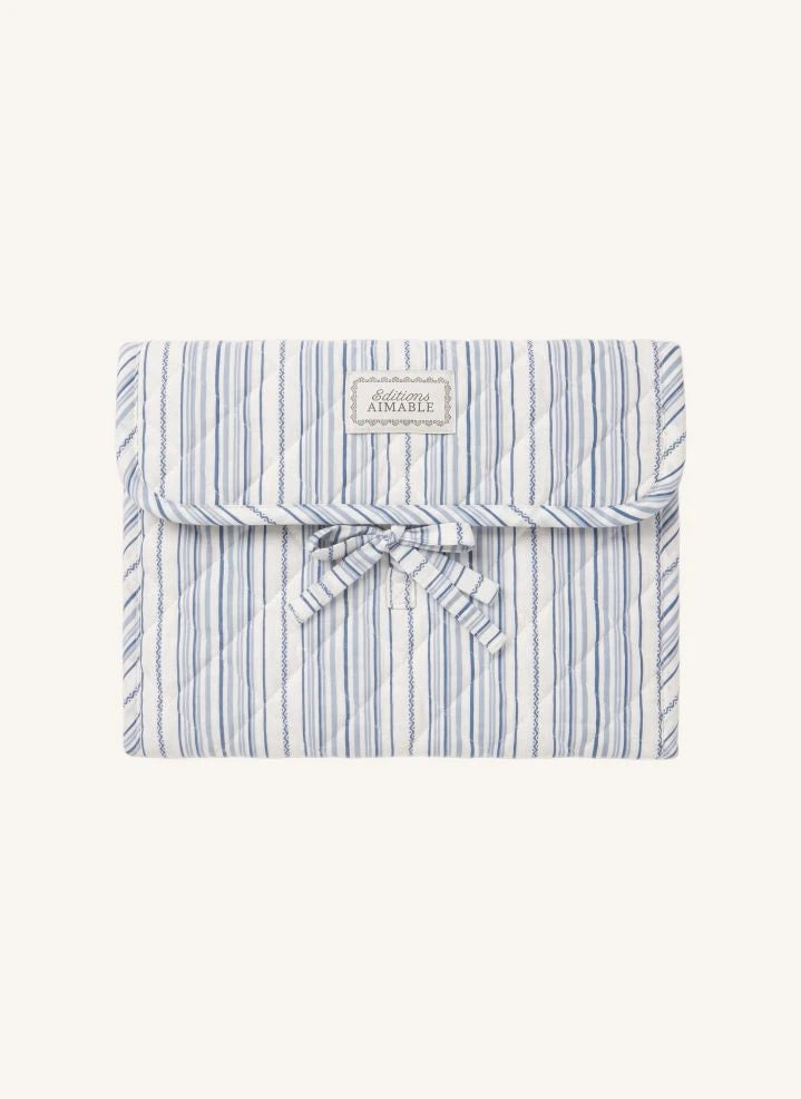 Editions Aimable - Cama de viaje Marcel nomad | Popelín a rayas Azure