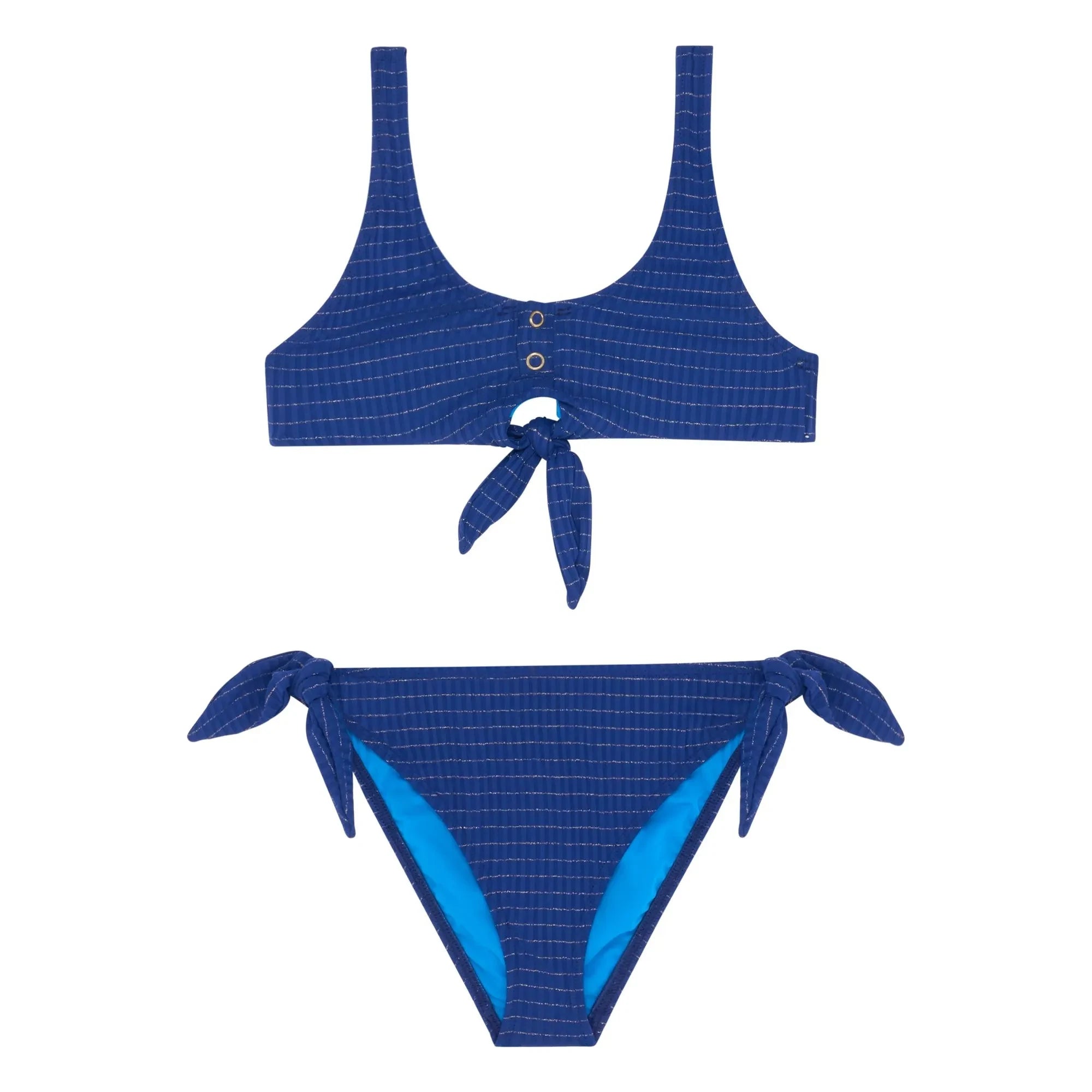Lison Paris - Calypso Traje de baño de 2 piezas anudado Metallic | Azul Marino