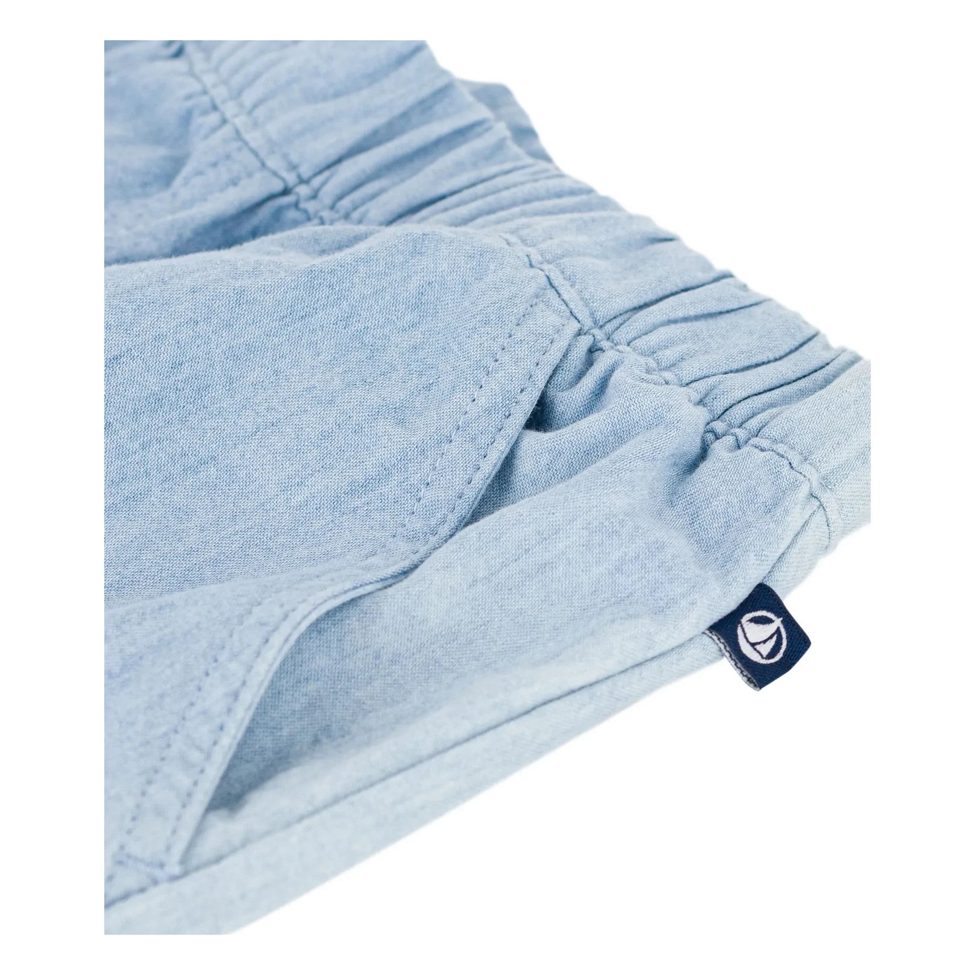 Petit Bateau - Shorts de tela vaquera chambray de algodón orgánico azul claro