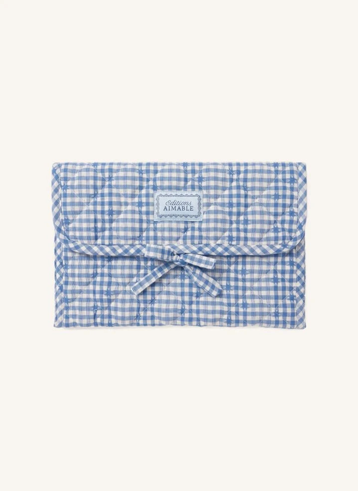 Editions Aimable - Bolsa de cuidado para bebés Palmyre | Algodón Vichy Azul