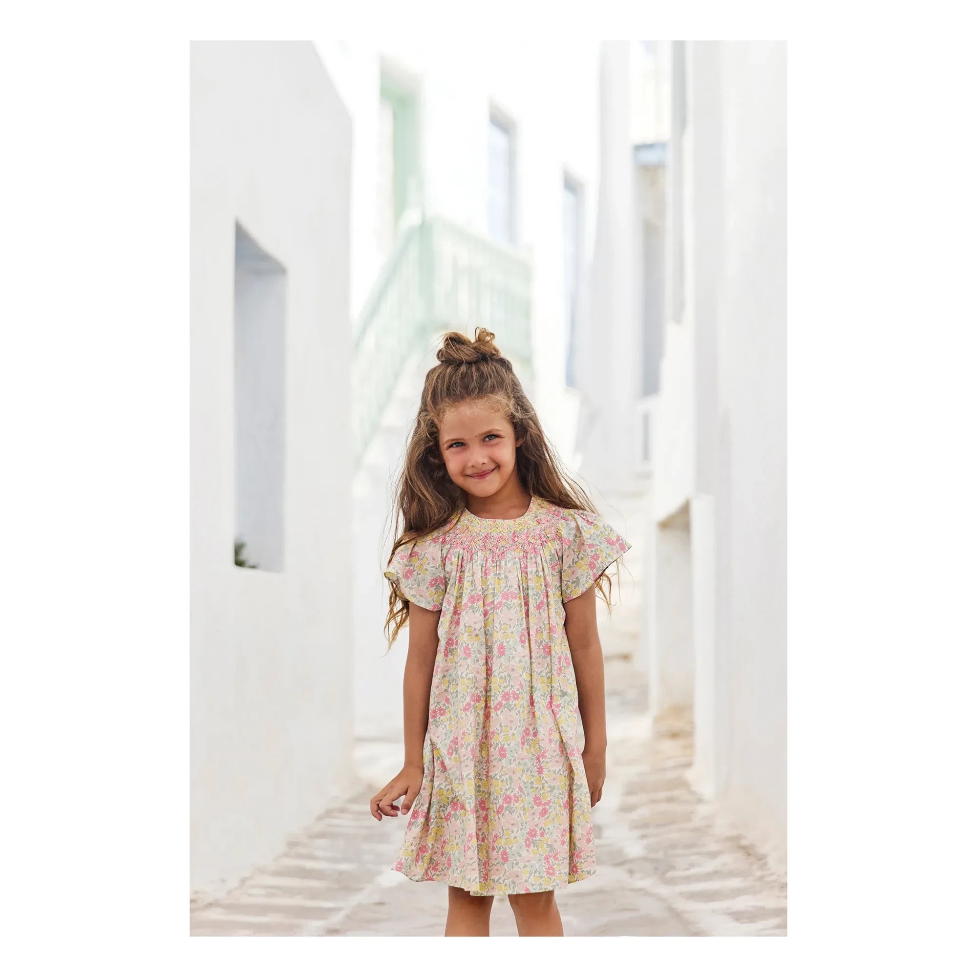 Tartine et Chocolat - Vestido fruncido Liberty | Amarillo