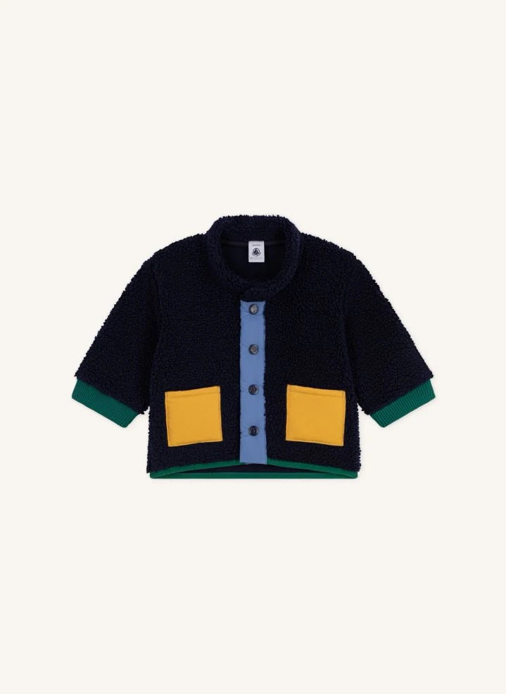 Petit Bateau - Chaqueta estilo sherpa | Azul marino