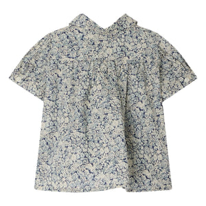 Bonpoint - Blusa de algodón orgánico con cuello Claudine Laurencia Fleurie | Azul Prusia