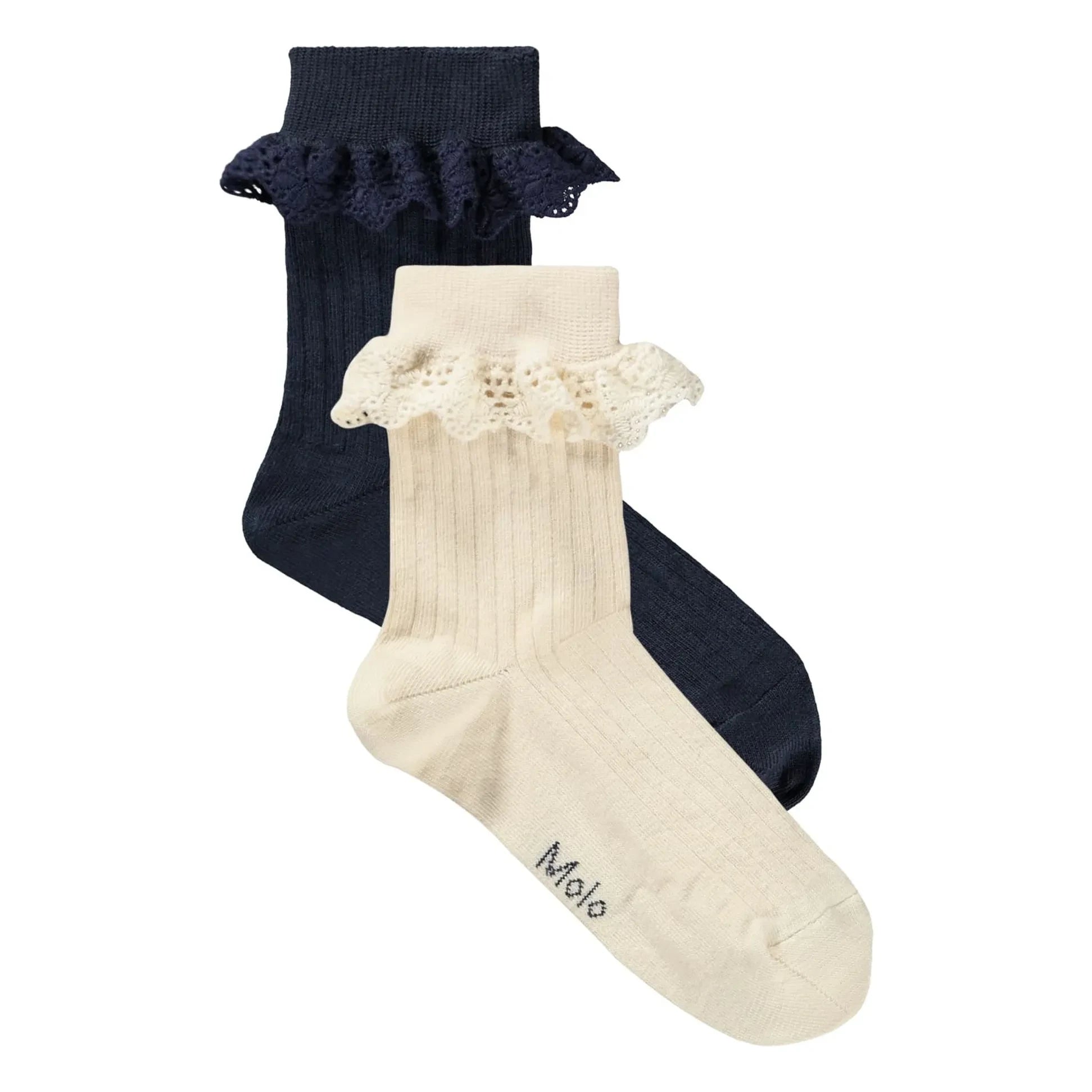 Molo - Set de 2 pares de calcetines con volantes Nana | Crema