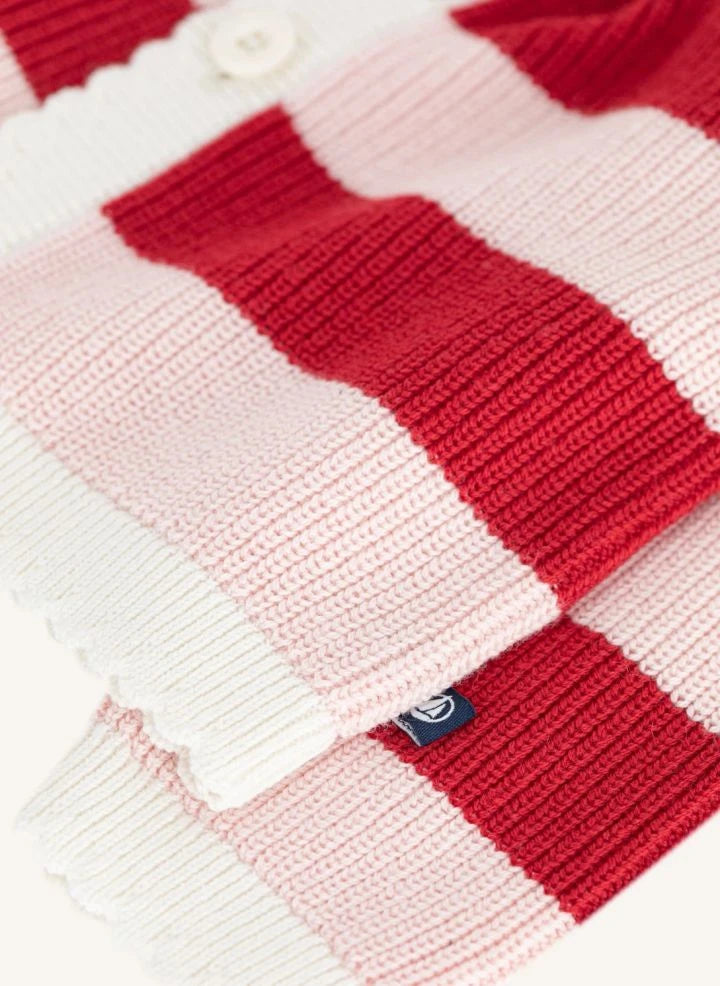 Petit Bateau - Chaleco de lana a rayas | Rosa
