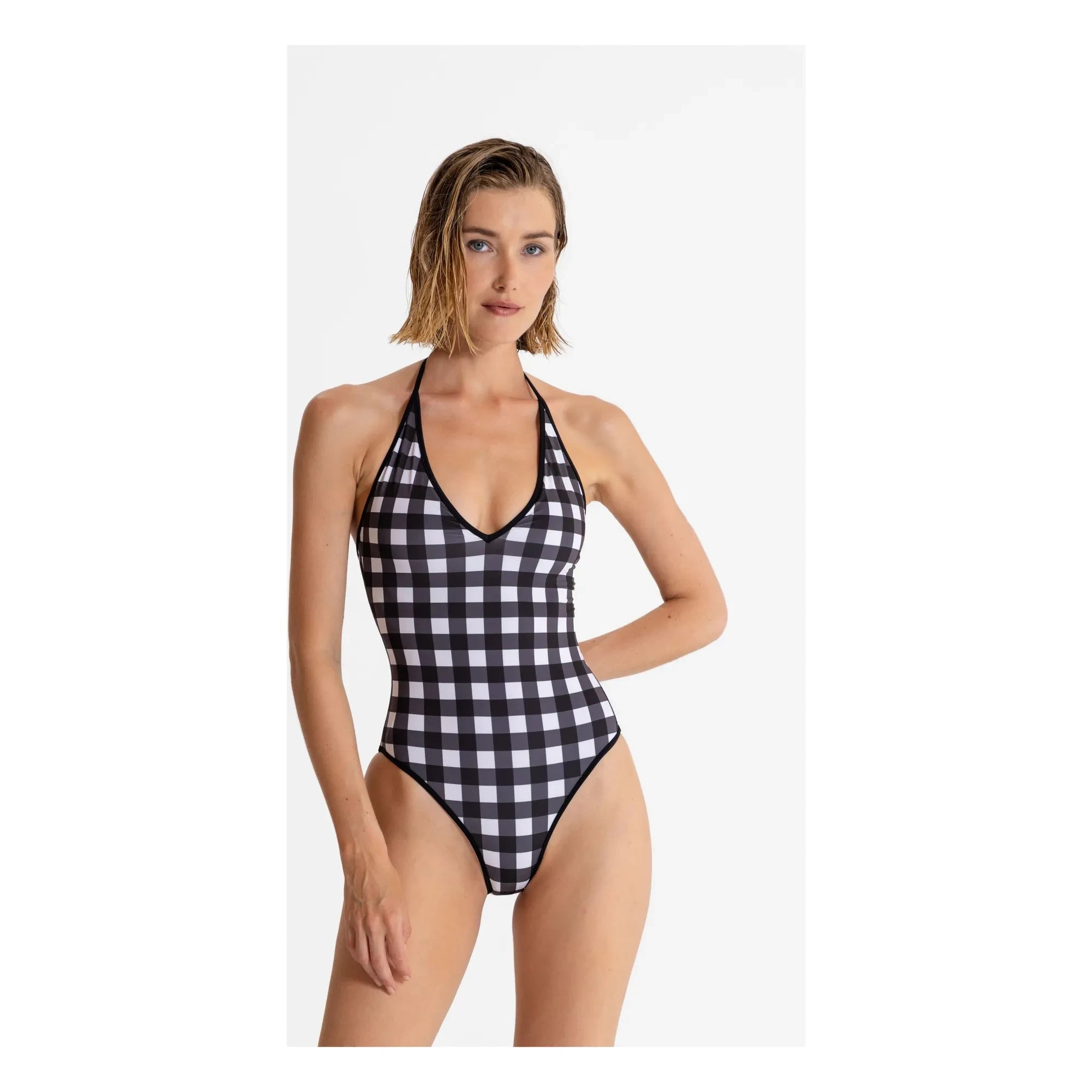 Mujer pequeña - Traje de baño a cuadros Kylie | Negro