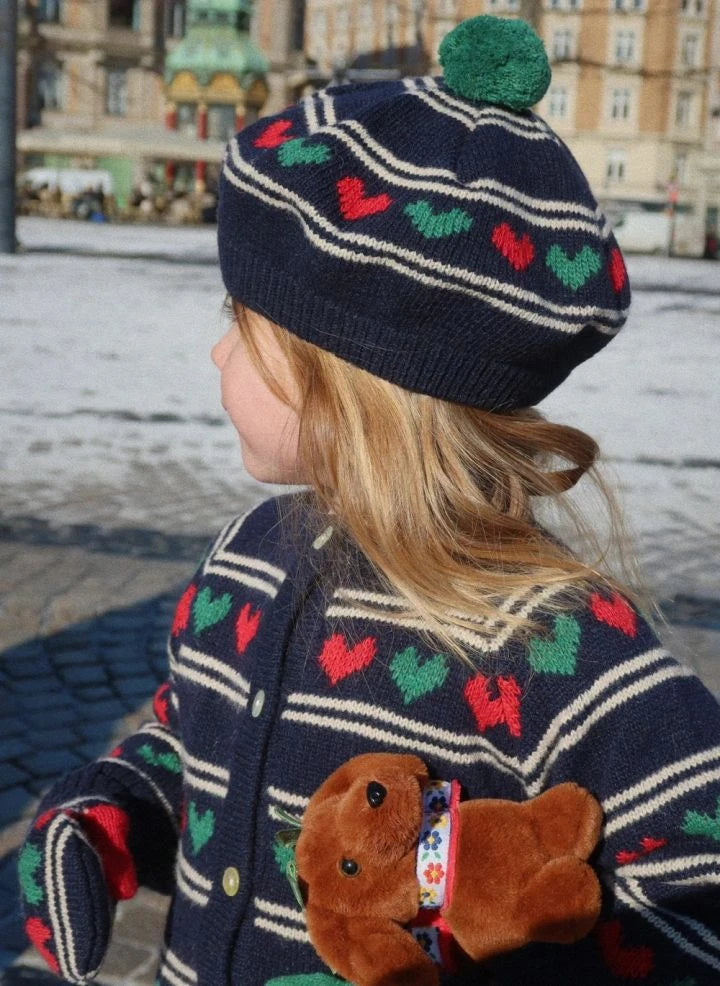 Konges Sløjd - Belou Hearts Gorro de algodón orgánico | Azul marino