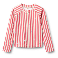 Wheat - Camiseta de baño con protección UV de fibra reciclada a rayas Ada | Rojo