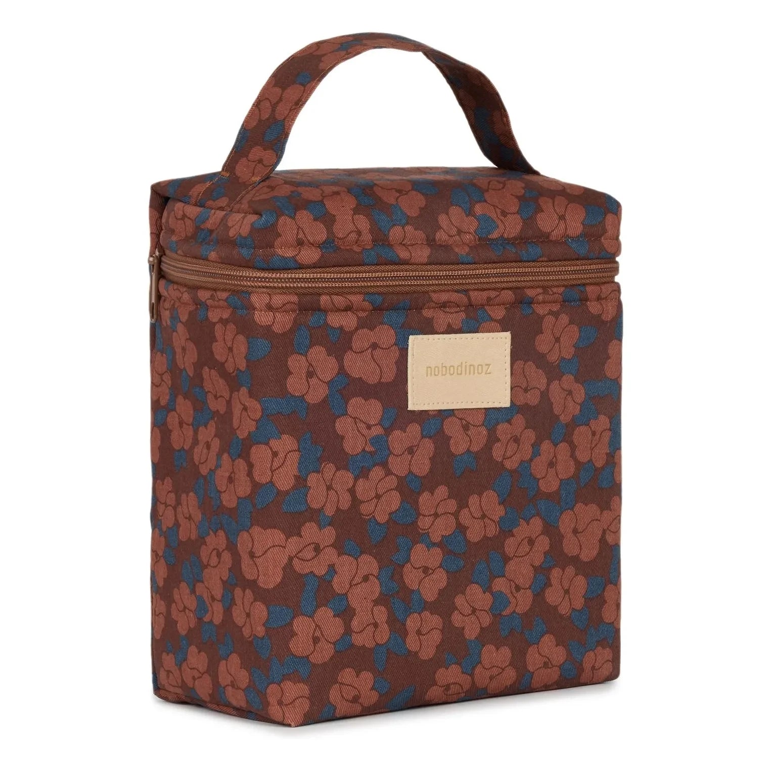 Nobodinoz - Bolsa térmica para almuerzo Hyde Park Maroon Poppies | Rojo ladrillo