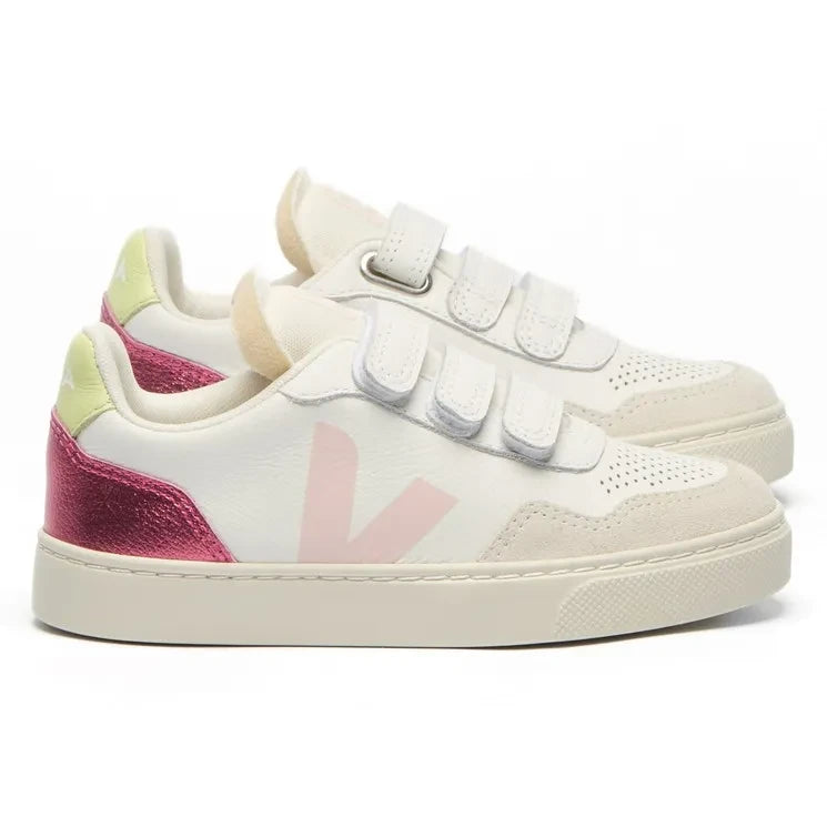 Veja - Çizik Efektli Sneaker Küçük V-90 Deri O.T | Beyaz