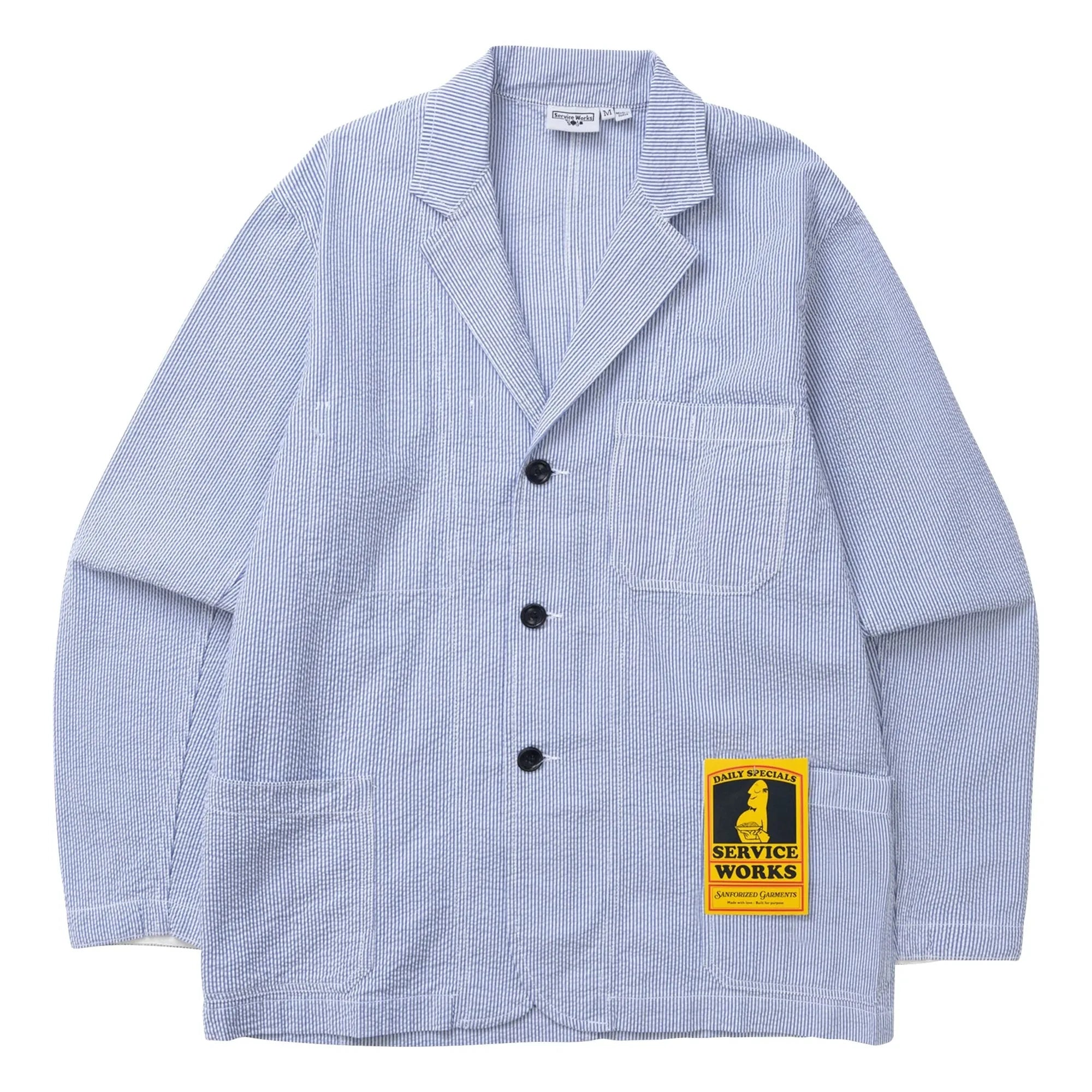 Service Works - Chaqueta de rayas de seersucker | Azul claro