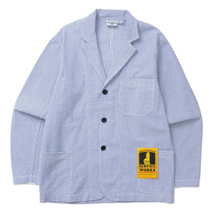 Service Works - Chaqueta de rayas de seersucker | Azul claro