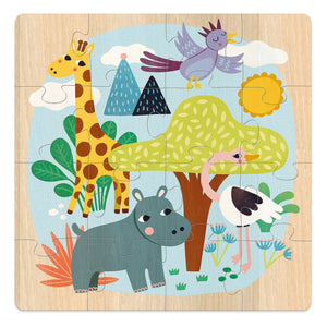 Vilac - Set de 3 Puzles de Animales del Mundo - 16 Piezas