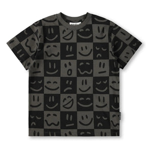 Molo - Camiseta de algodón orgánico Riley Emotion Damier | Negra