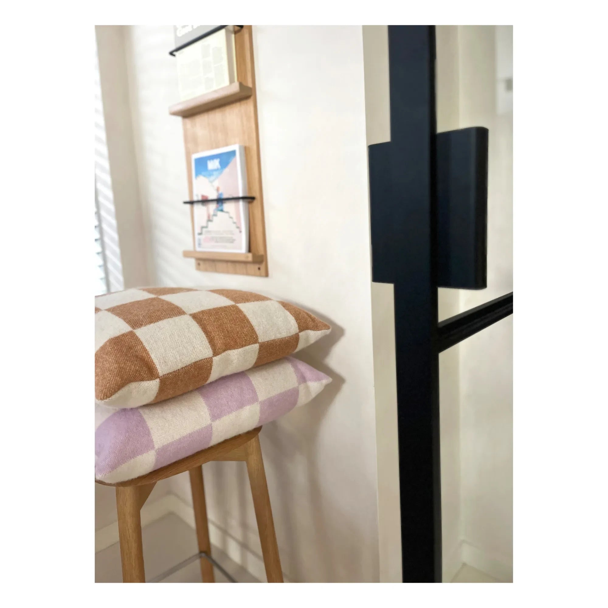 Maison Deux - Funda de almohada de lana Damier | Blanco roto