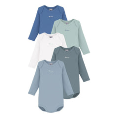 Petit Bateau - Conjunto de 5 Bodys de Algodón Orgánico Petit Coeur | Azul