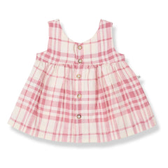 1+ en la familia - Vestido a cuadros de lino Aranella | Rosa empolvado