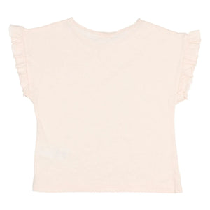 Búho - Camiseta con volantes de lino | Rosa claro