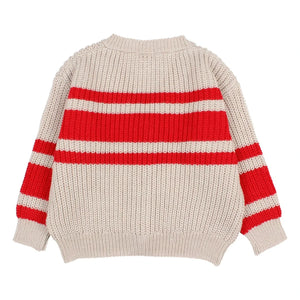 Búho - Cardigan Rayado | Rojo