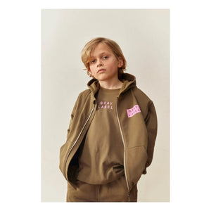 Gray Label - Sudadera con Cremallera Algodón Orgánico Gris Etiqueta | Marrón